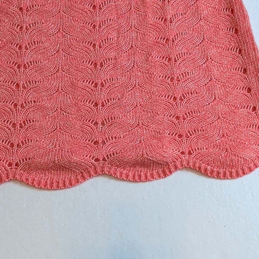 Soft Surroundings Pink Open-Knit Pullover Sweater 1X Scoop Neck Scalloped Hem - Picture 8 of 9